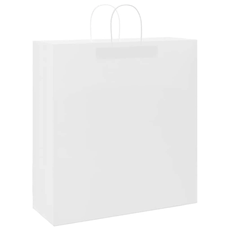 vidaXL papīra maisiņi 250 gab. ar rokturiem, balti, 45x17x48 cm