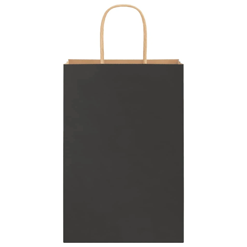 vidaXL papīra maisiņi 50 gab. ar rokturiem, melni, 21x11x31 cm