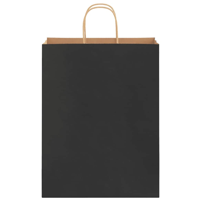 vidaXL papīra maisiņi 250 gab. ar rokturiem, melni, 32x12x42 cm