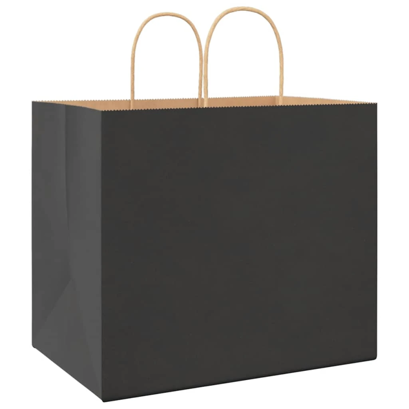 vidaXL papīra maisiņi 250 gab. ar rokturiem, melni, 32x22x28 cm
