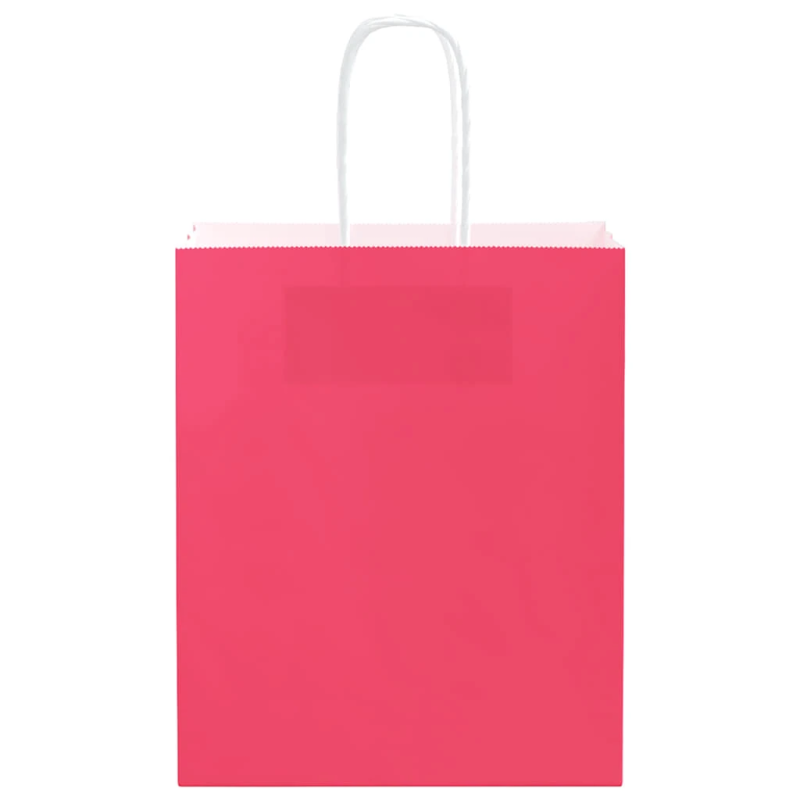 vidaXL papīra maisiņi 50 gab. ar rokturiem, rozā, 18x8x22 cm