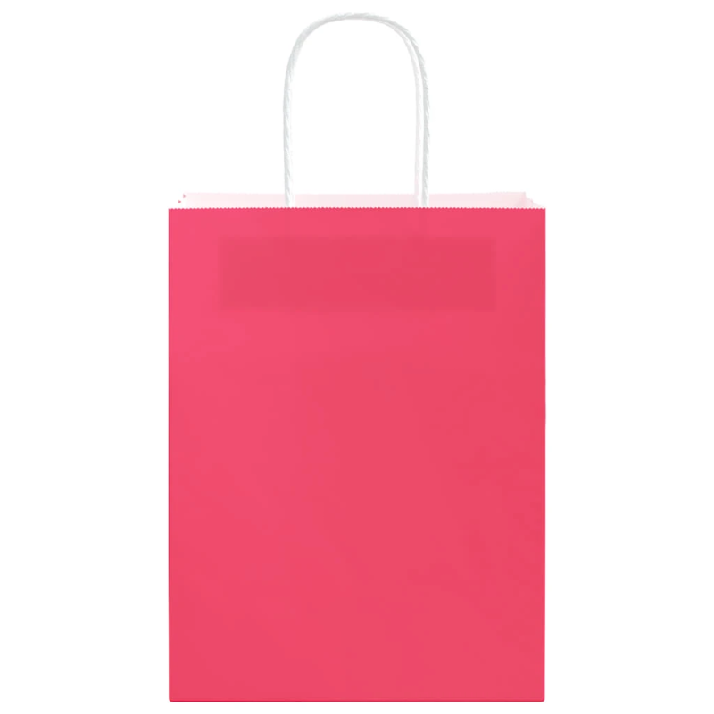 vidaXL papīra maisiņi 50 gab. ar rokturiem, rozā, 21x11x28 cm