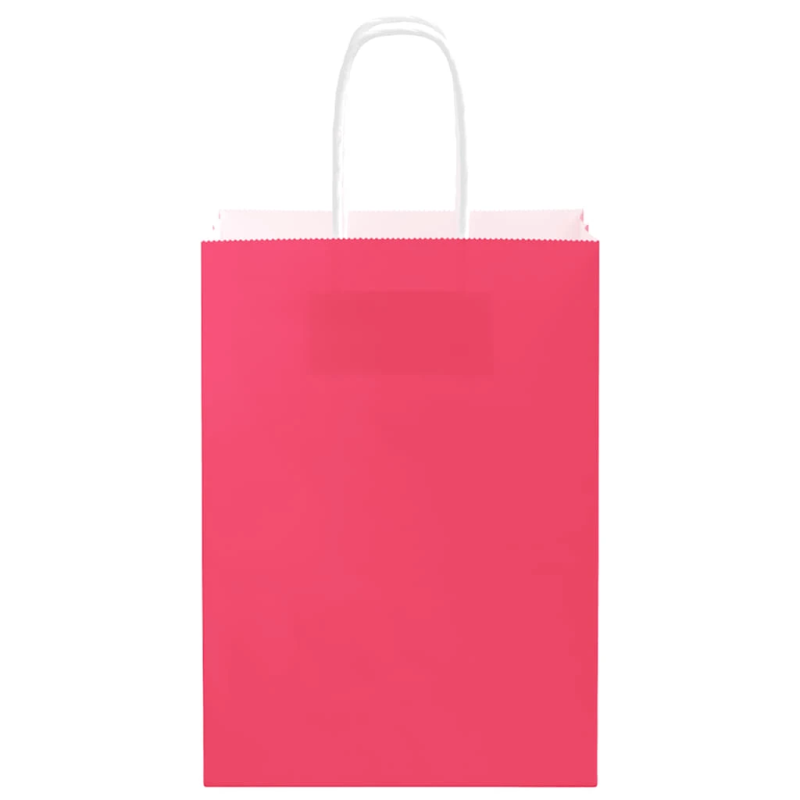 vidaXL papīra maisiņi 250 gab. ar rokturiem, rozā, 15x8x21 cm