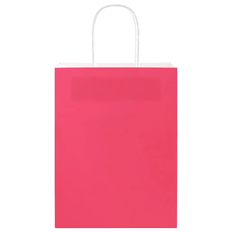 vidaXL papīra maisiņi 250 gab. ar rokturiem, rozā, 21x11x28 cm