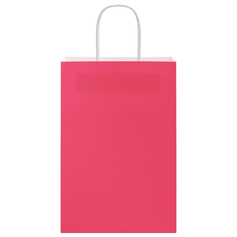 vidaXL papīra maisiņi 250 gab. ar rokturiem, rozā, 21x11x31 cm