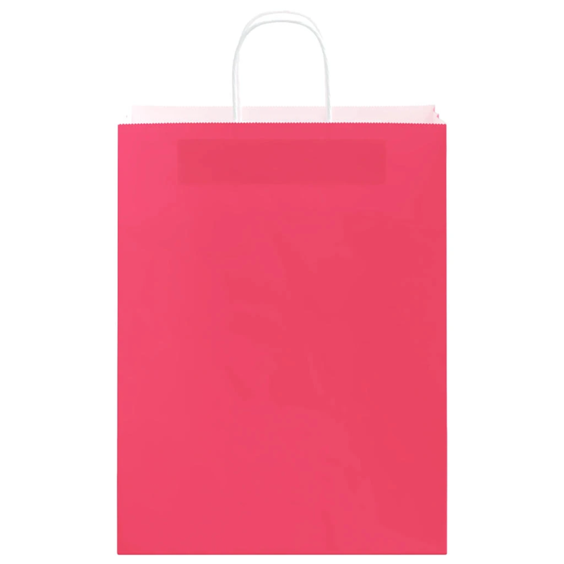 vidaXL papīra maisiņi 250 gab. ar rokturiem, rozā, 32x12x42 cm