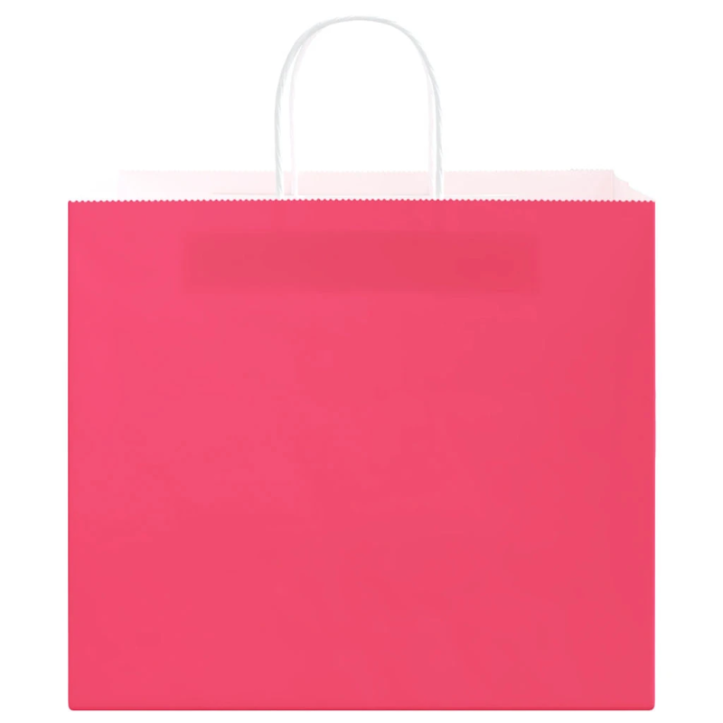 vidaXL papīra maisiņi 250 gab. ar rokturiem, rozā, 32x22x28 cm