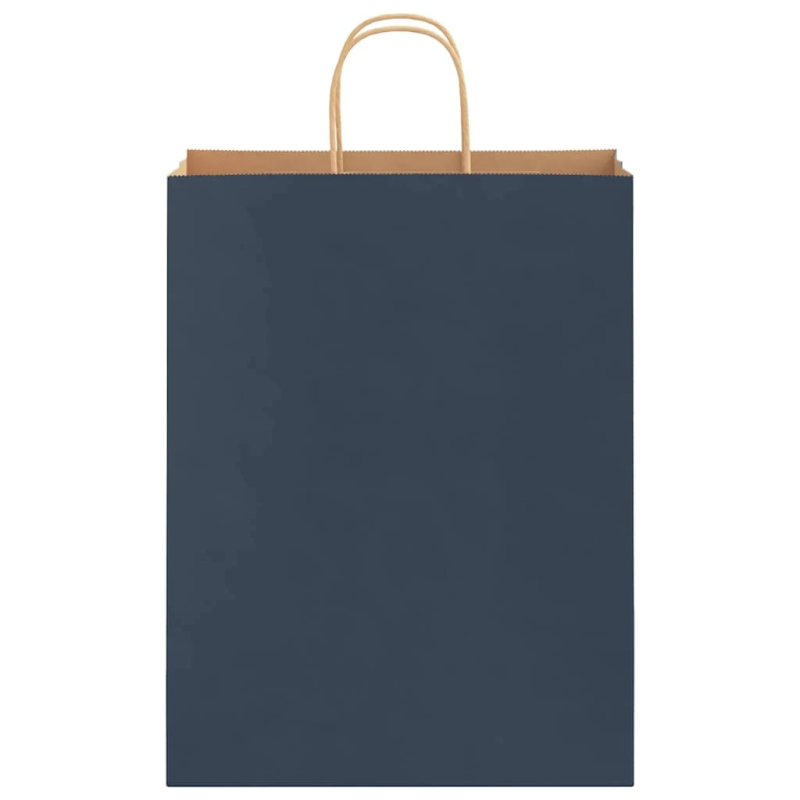 vidaXL papīra maisiņi 250 gab. ar rokturiem, zili, 32x12x42 cm