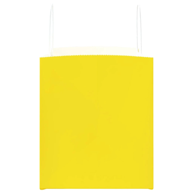 vidaXL papīra maisiņi 50 gab. ar rokturiem, dzelteni, 32x22x24 cm