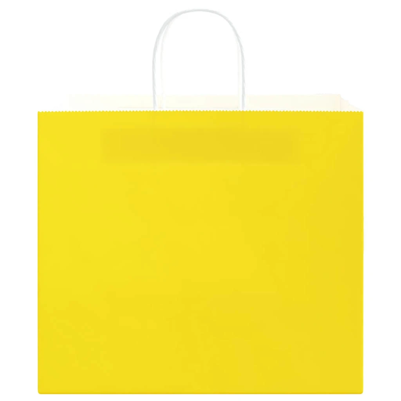 vidaXL papīra maisiņi 50 gab. ar rokturiem, dzelteni, 32x22x28 cm