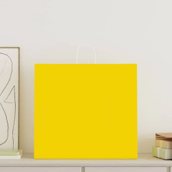 vidaXL papīra maisiņi 50 gab. ar rokturiem, dzelteni, 54x15x49 cm