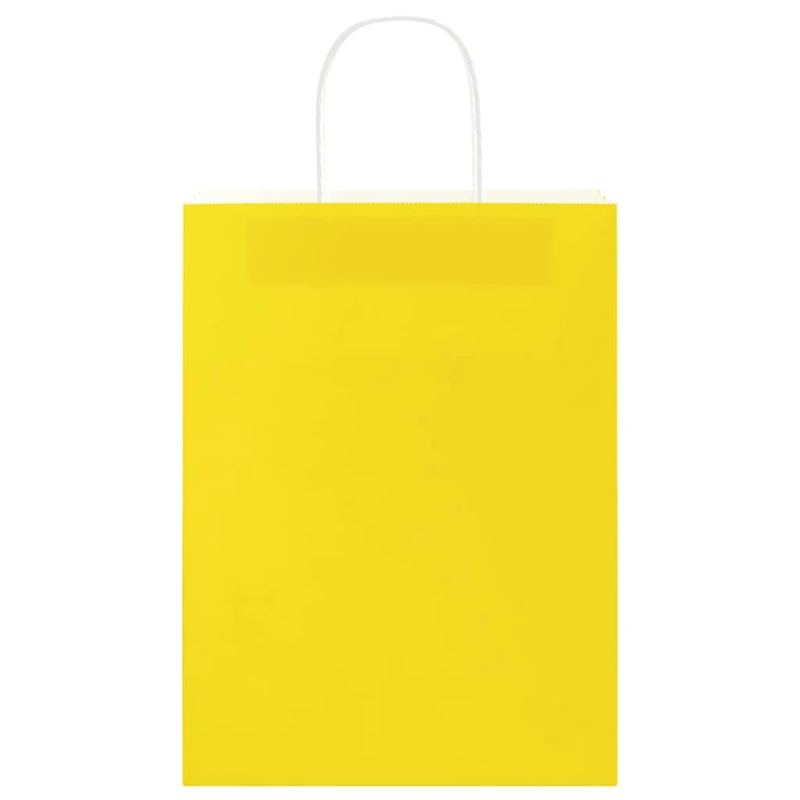 vidaXL papīra maisiņi 250 gab. ar rokturiem, dzelteni, 26x12x35 cm