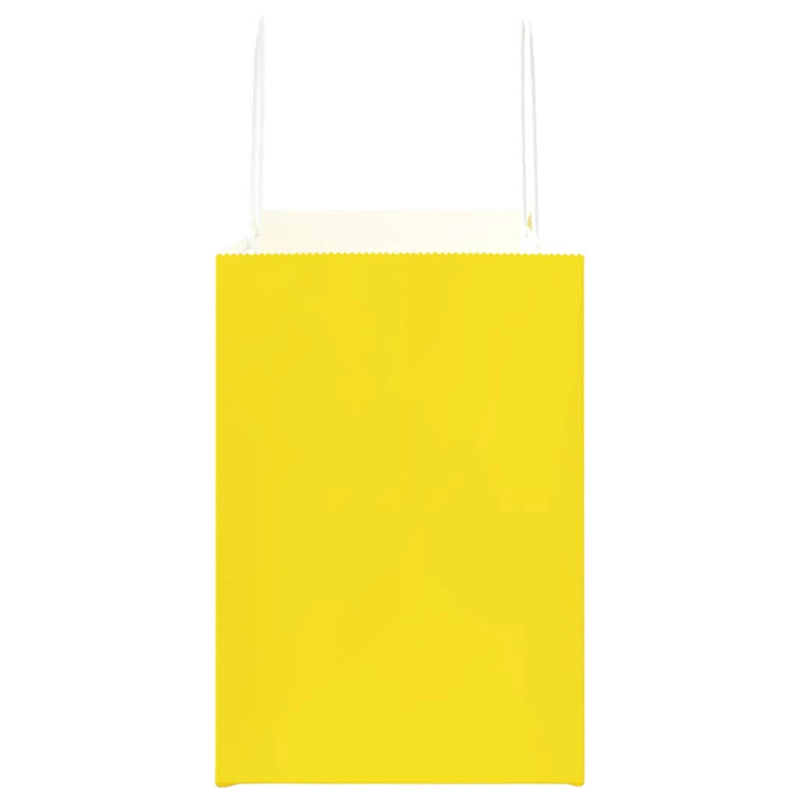 vidaXL papīra maisiņi 250 gab. ar rokturiem, dzelteni, 32x17x25 cm