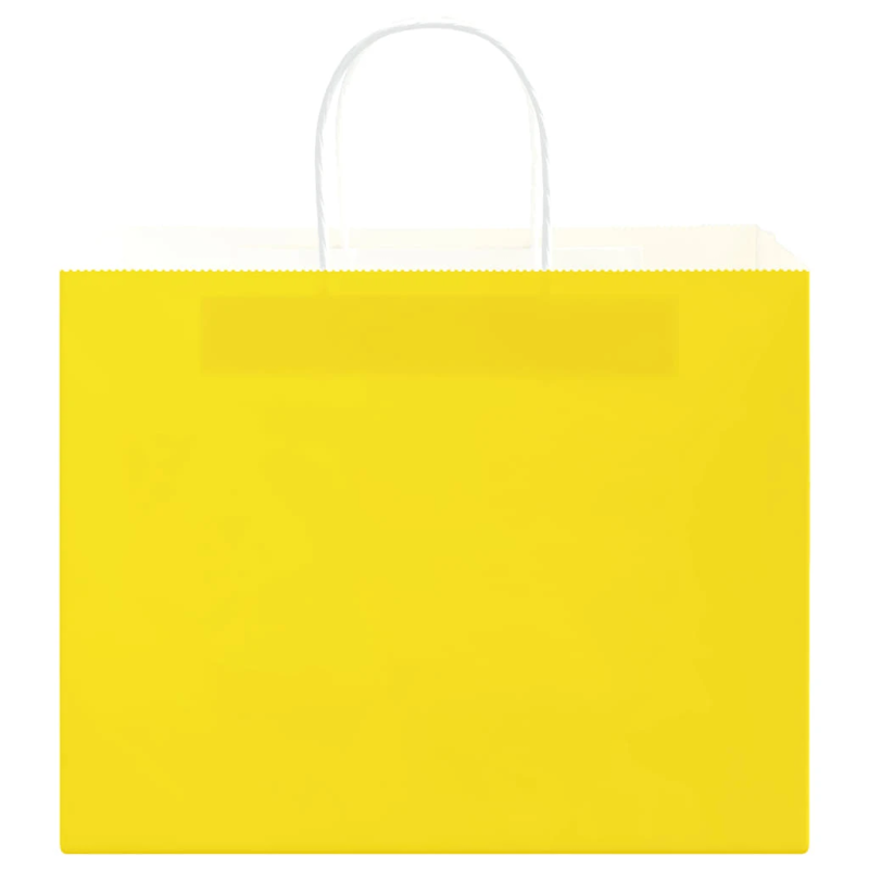 vidaXL papīra maisiņi 250 gab. ar rokturiem, dzelteni, 32x22x24 cm