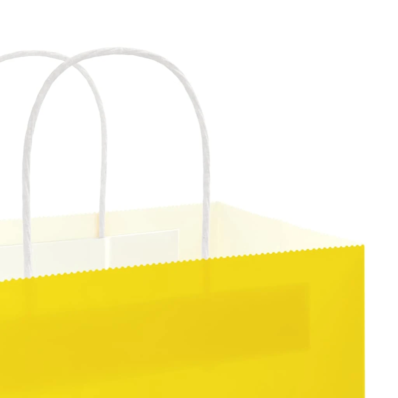 vidaXL papīra maisiņi 250 gab. ar rokturiem, dzelteni, 32x22x28 cm