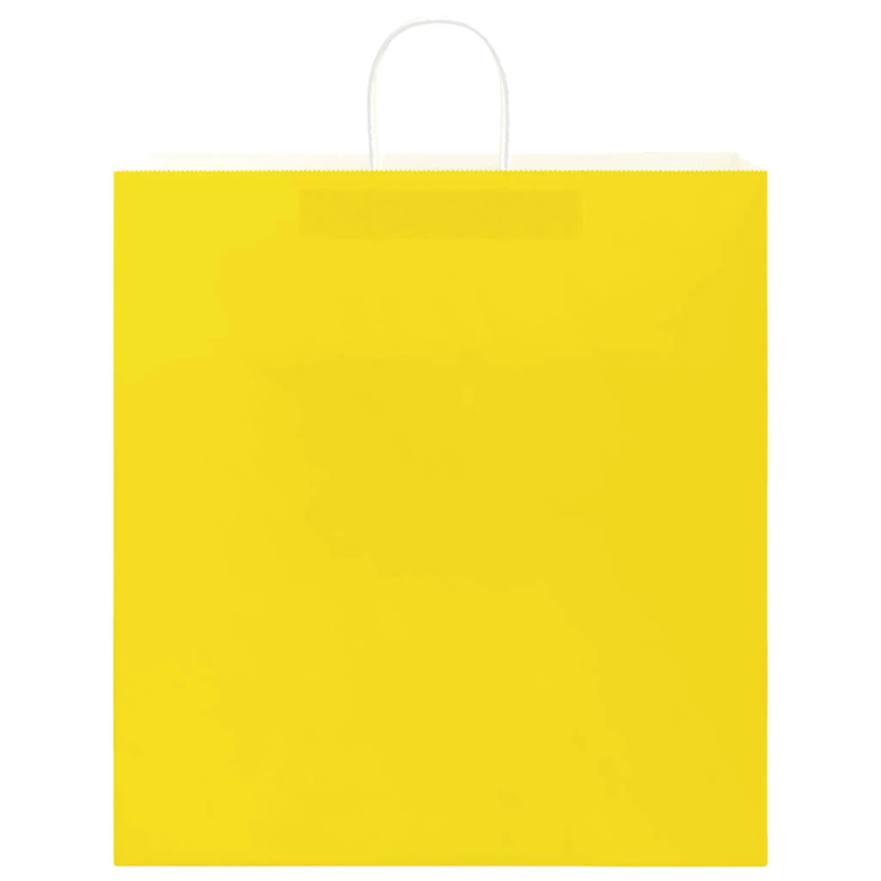 vidaXL papīra maisiņi 250 gab. ar rokturiem, dzelteni, 45x17x48 cm