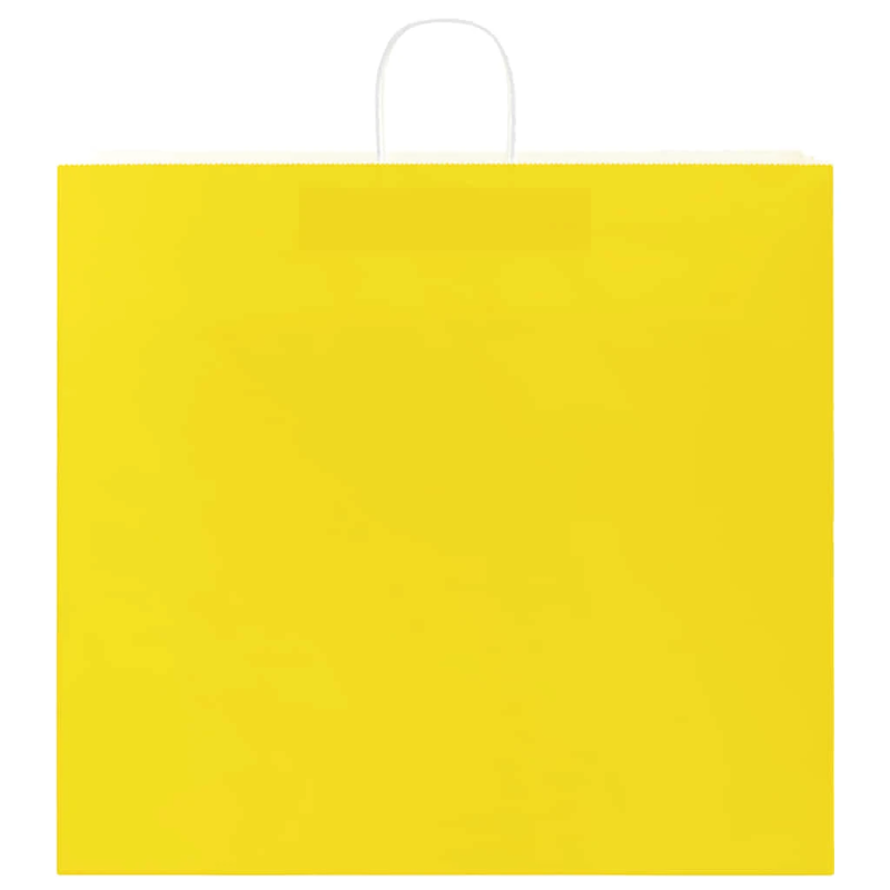 vidaXL papīra maisiņi 250 gab. ar rokturiem, dzelteni, 54x15x49 cm