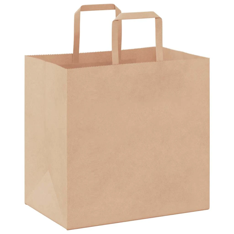 vidaXL papīra maisiņi 50 gab. ar rokturiem, brūni, 26x17x25 cm