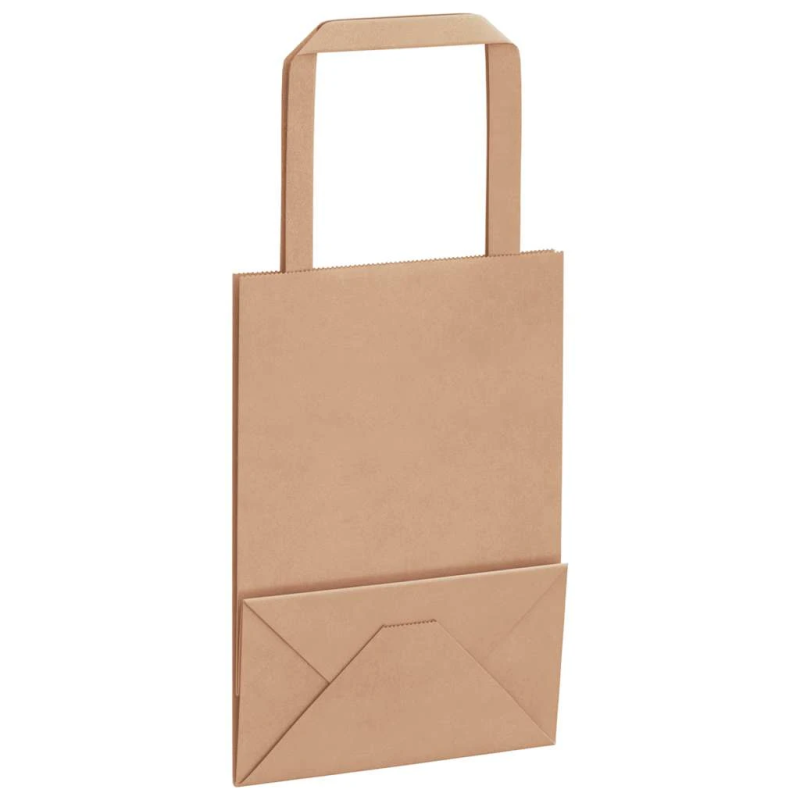 vidaXL papīra maisiņi 250 gab. ar rokturiem, brūni, 15x8x21 cm