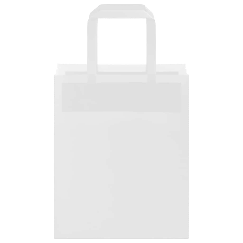 vidaXL papīra maisiņi 50 gab. ar rokturiem, balti, 18x8x22 cm