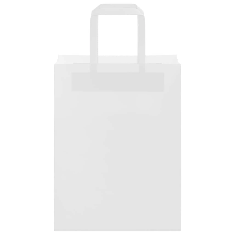 vidaXL papīra maisiņi 50 gab. ar rokturiem, balti, 21x11x28 cm