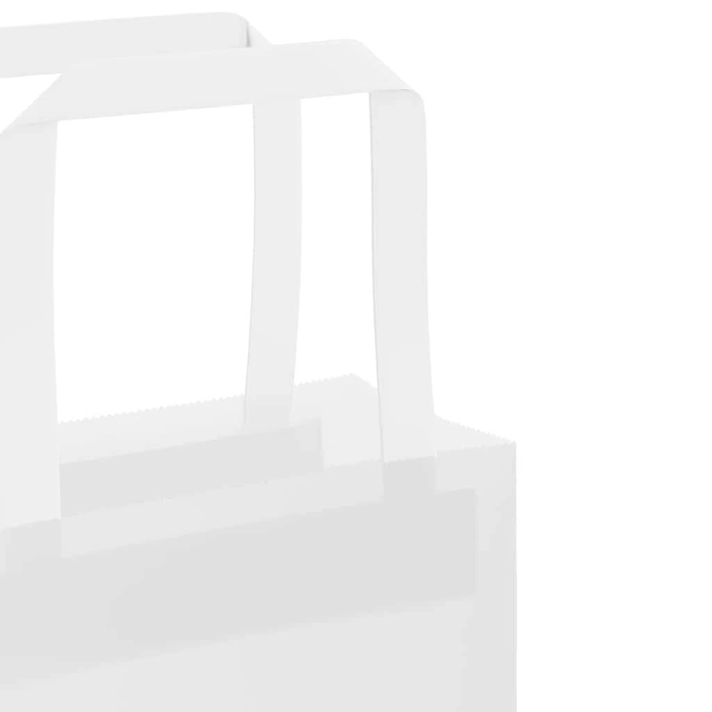 vidaXL papīra maisiņi 50 gab. ar rokturiem, balti, 21x11x31 cm