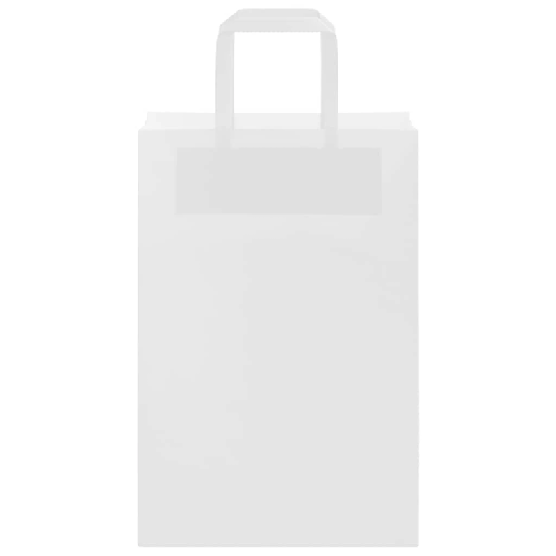 vidaXL papīra maisiņi 50 gab. ar rokturiem, balti, 21x11x31 cm