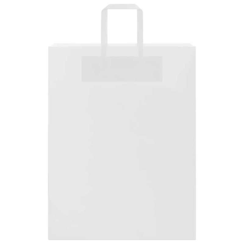 vidaXL papīra maisiņi 50 gab. ar rokturiem, balti, 32x12x42 cm