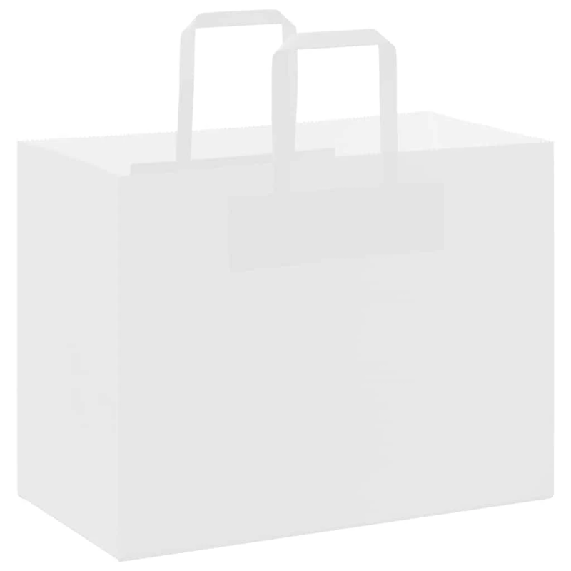 vidaXL papīra maisiņi 50 gab. ar rokturiem, balti, 32x17x25 cm