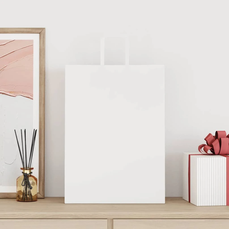 vidaXL papīra maisiņi 50 gab. ar rokturiem, balti, 32x17x44 cm