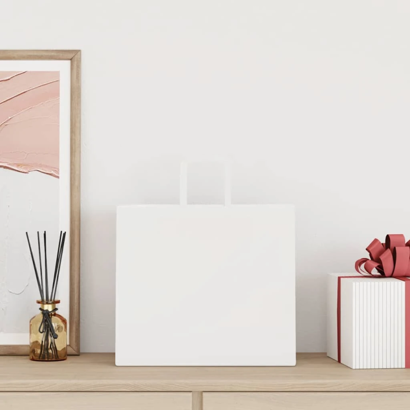 vidaXL papīra maisiņi 50 gab. ar rokturiem, balti, 32x22x28 cm