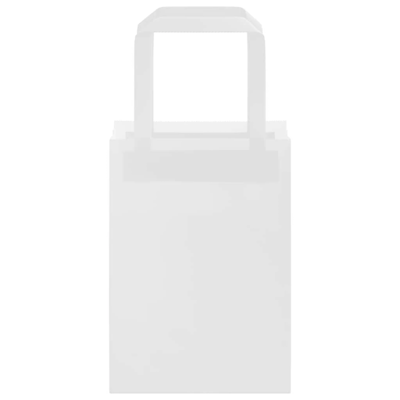 vidaXL papīra maisiņi 250 gab. ar rokturiem, balti, 15x8x21 cm