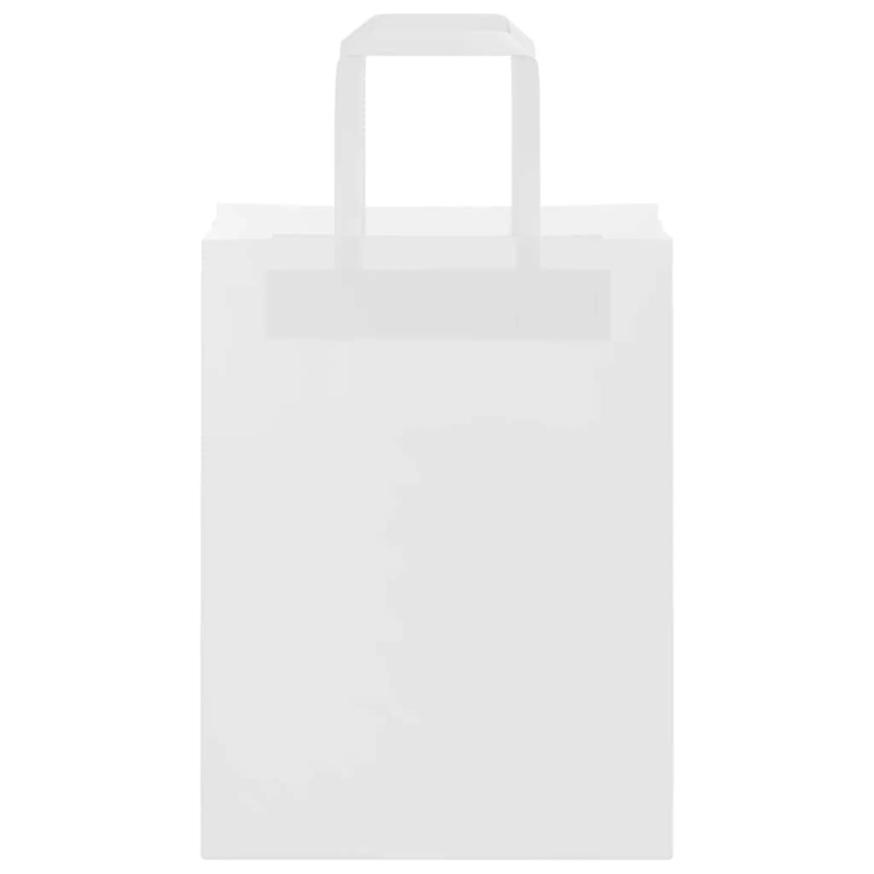 vidaXL papīra maisiņi 250 gab. ar rokturiem, balti, 21x11x28 cm