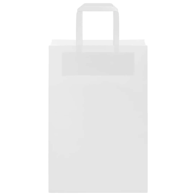 vidaXL papīra maisiņi 250 gab. ar rokturiem, balti, 21x11x31 cm