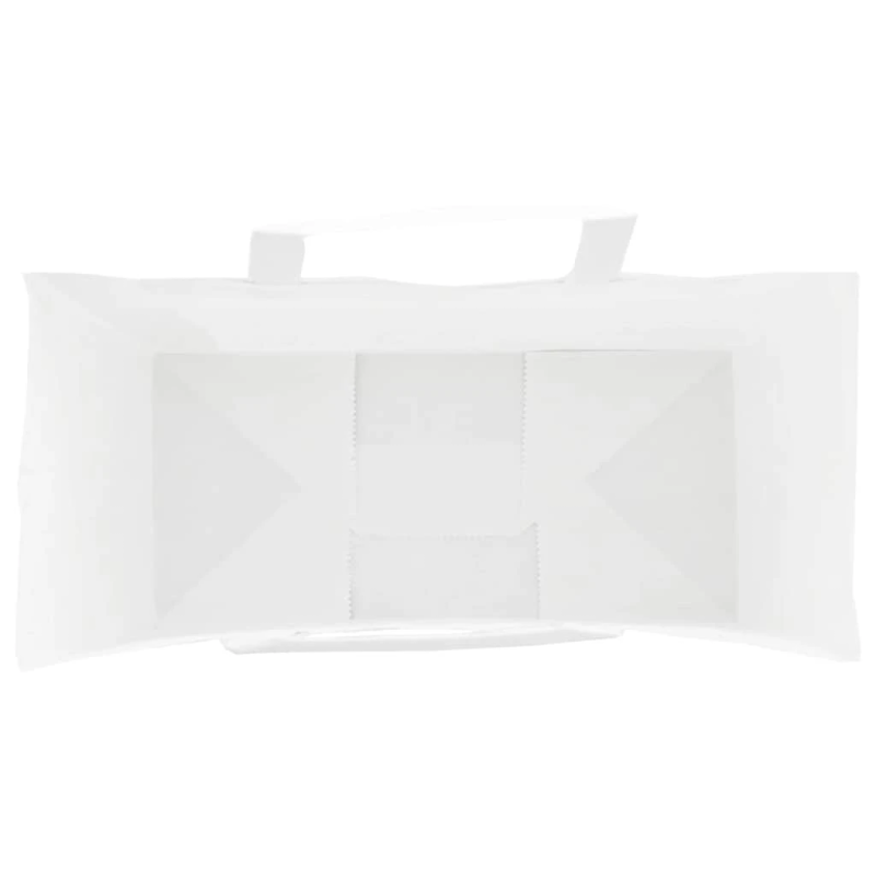 vidaXL papīra maisiņi 250 gab. ar rokturiem, balti, 26x12x35 cm