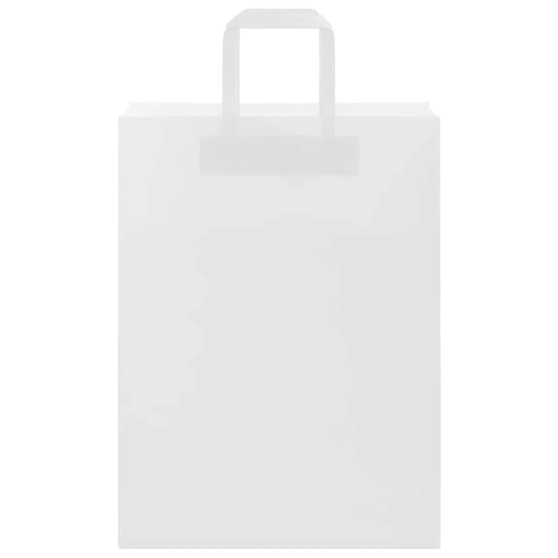 vidaXL papīra maisiņi 250 gab. ar rokturiem, balti, 26x12x35 cm