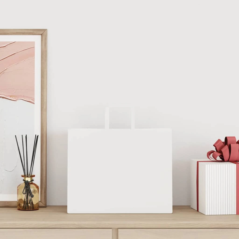 vidaXL papīra maisiņi 250 gab. ar rokturiem, balti, 32x22x24 cm