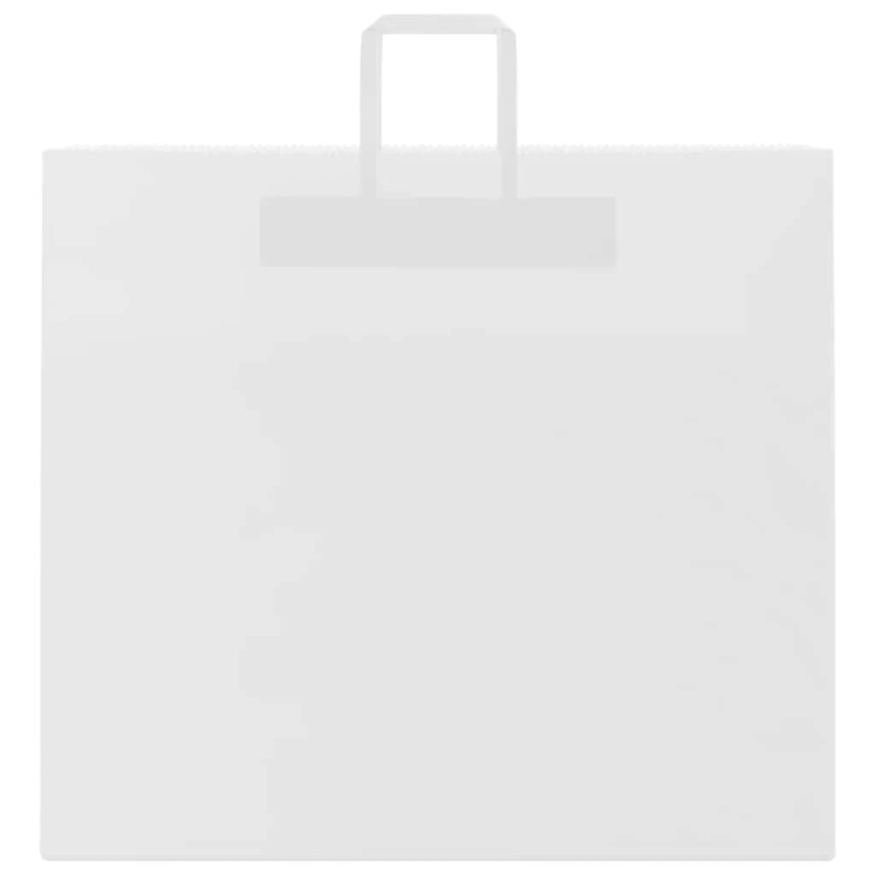 vidaXL papīra maisiņi 250 gab. ar rokturiem, balti, 54x15x49 cm