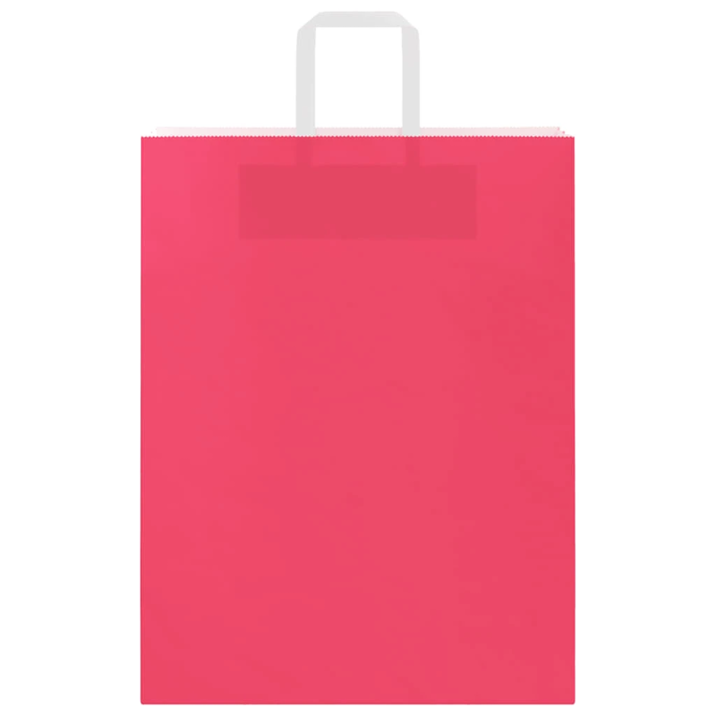 vidaXL papīra maisiņi 50 gab. ar rokturiem, rozā, 32x12x42 cm