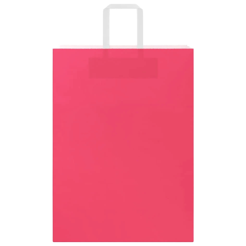 vidaXL papīra maisiņi 50 gab. ar rokturiem, rozā, 32x17x44 cm