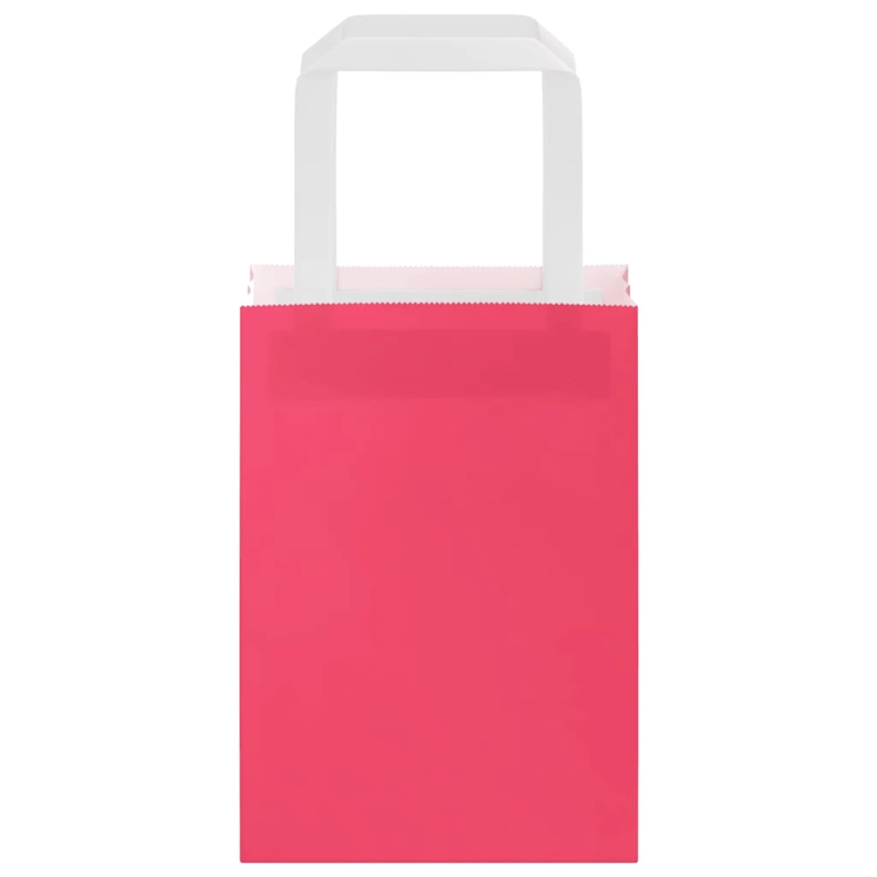 vidaXL papīra maisiņi 250 gab. ar rokturiem, rozā, 15x8x21 cm