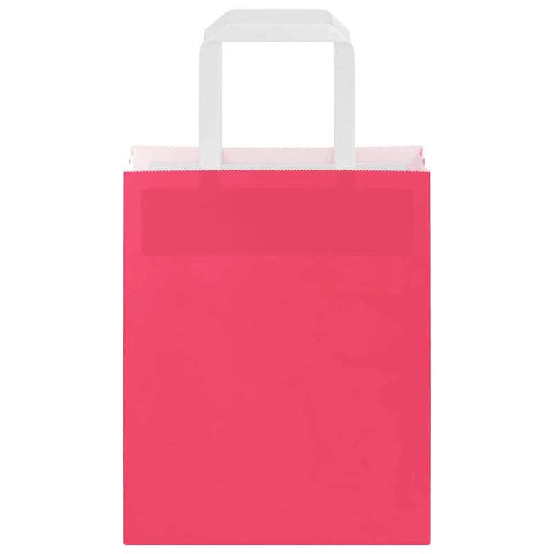 vidaXL papīra maisiņi 250 gab. ar rokturiem, rozā, 18x8x22 cm