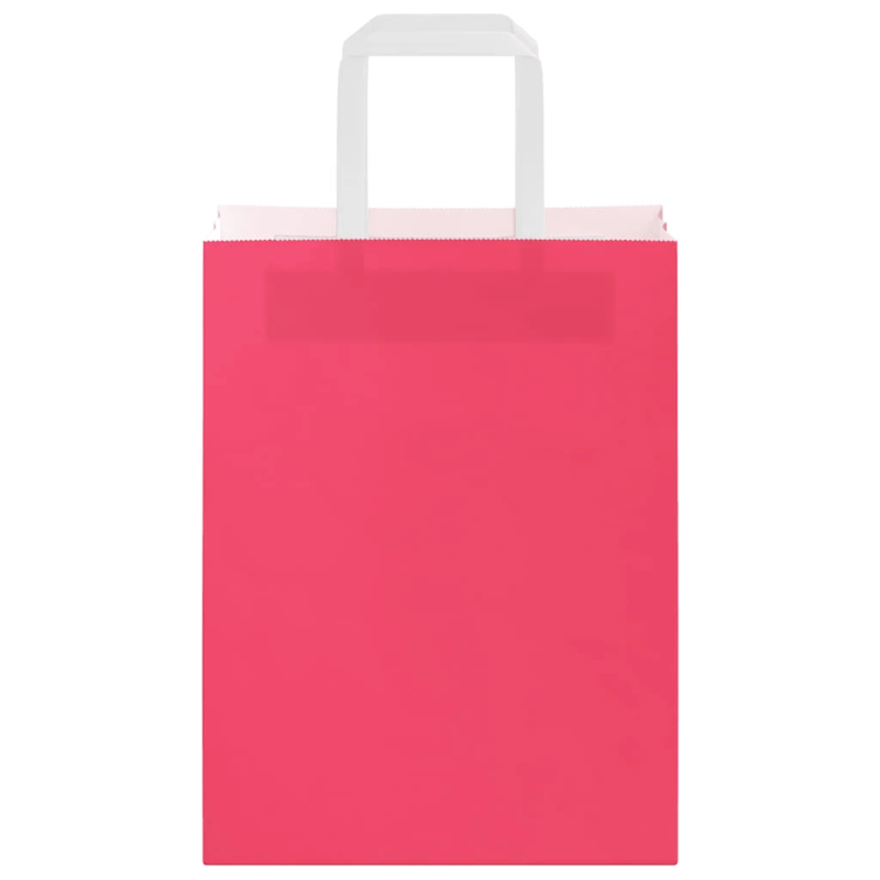 vidaXL papīra maisiņi 250 gab. ar rokturiem, rozā, 21x11x28 cm