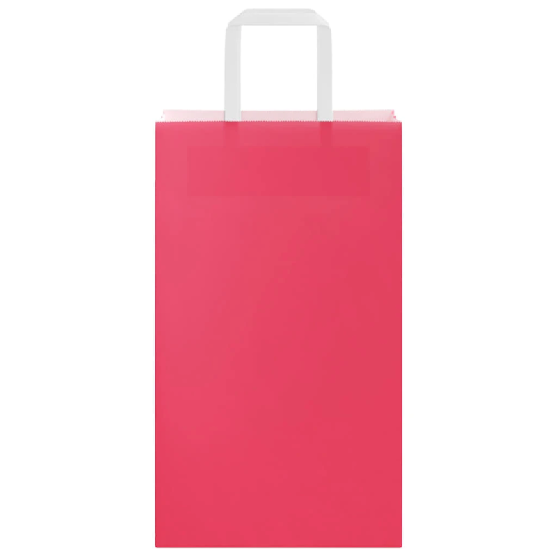 vidaXL papīra maisiņi 250 gab. ar rokturiem, rozā, 21x11x36 cm