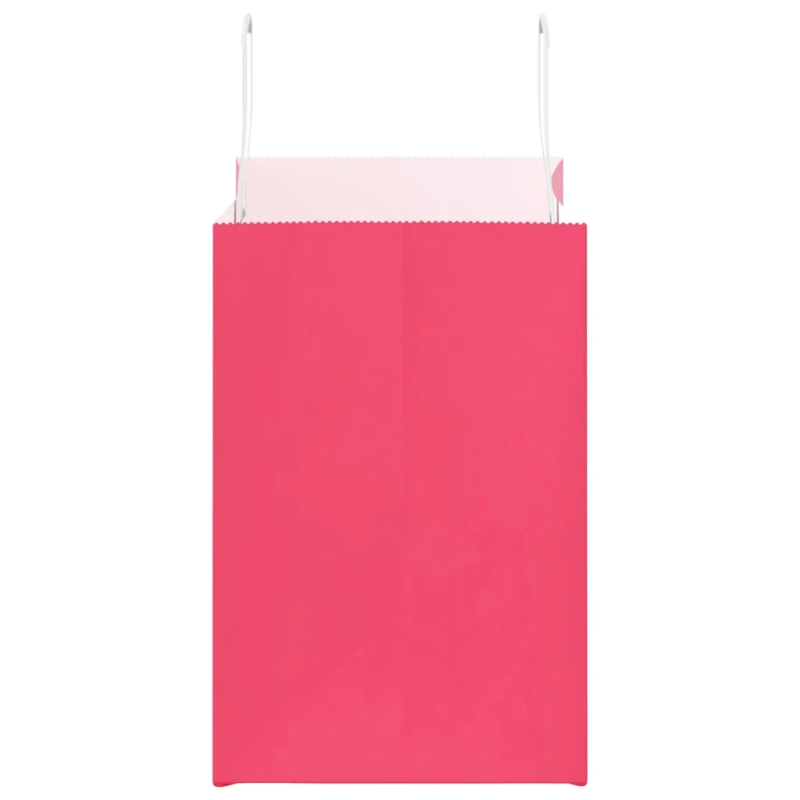 vidaXL papīra maisiņi 250 gab. ar rokturiem, rozā, 26x17x25 cm
