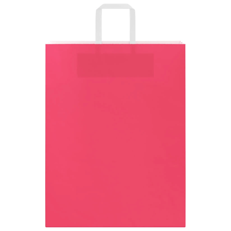 vidaXL papīra maisiņi 250 gab. ar rokturiem, rozā, 32x12x42 cm