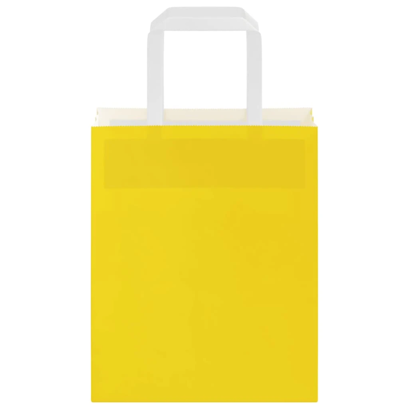 vidaXL papīra maisiņi 50 gab. ar rokturiem, dzelteni, 18x8x22 cm