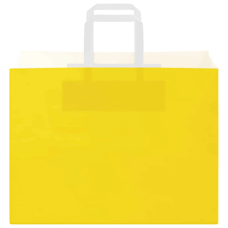 vidaXL papīra maisiņi 50 gab. ar rokturiem, dzelteni, 32x17x25 cm