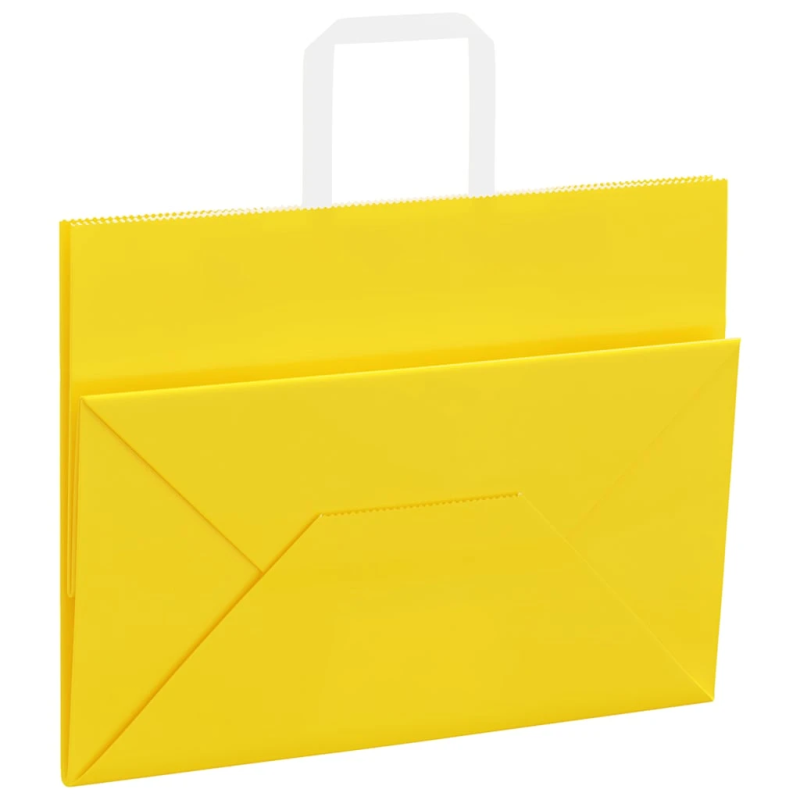 vidaXL papīra maisiņi 50 gab. ar rokturiem, dzelteni, 32x17x25 cm