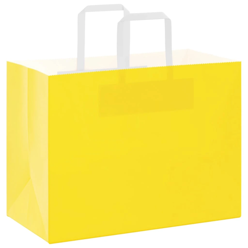 vidaXL papīra maisiņi 50 gab. ar rokturiem, dzelteni, 32x17x25 cm